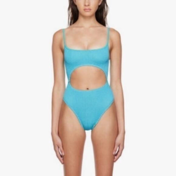 Bond Eye Teal Mishy Cutout One Piece Swimsuit Sz O/S NWT - Picture 1 of 12
